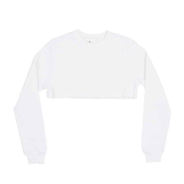 3636 Women's Fleece Crewneck Cropped Sweatshirt white