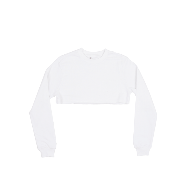 3636 Women's Fleece Perfect Crewneck Cropped Sweatshirt white