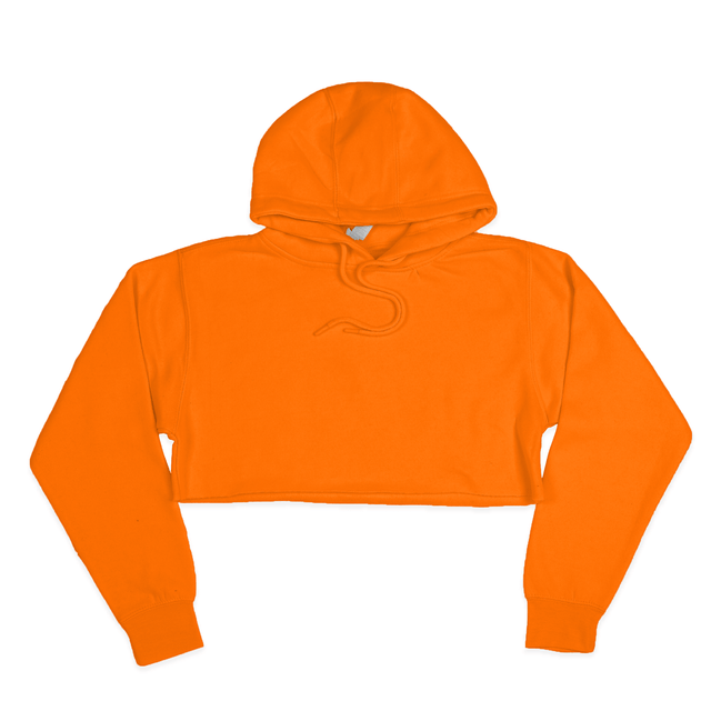 3715 Women Fleece Pullover Cropped Hoodie orange
