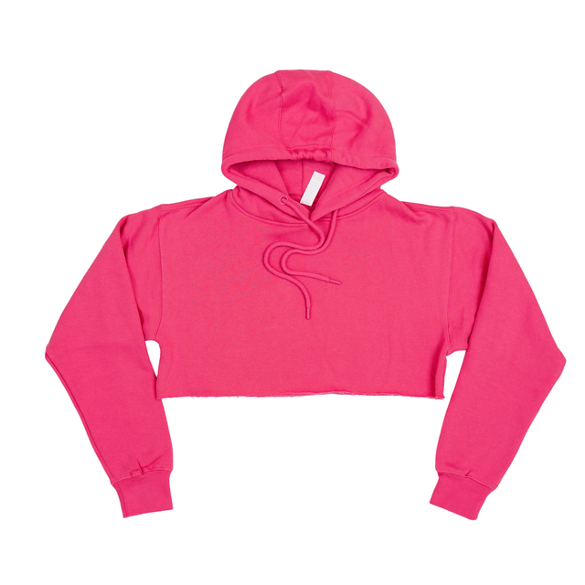 3715 Women's Fleece Perfect Pullover Cropped Hoodie pink