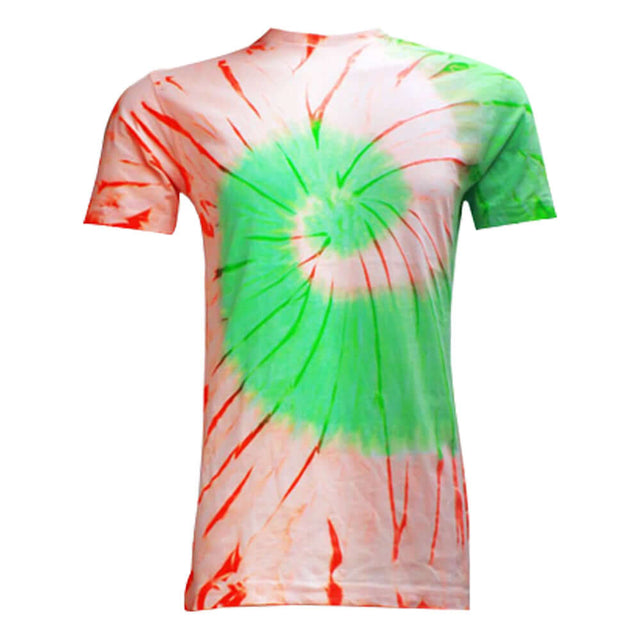 Tie Dye T Shirt Orange Neon Spiral