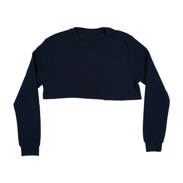 3636 Women's Fleece Crewneck Cropped Sweatshirt navy