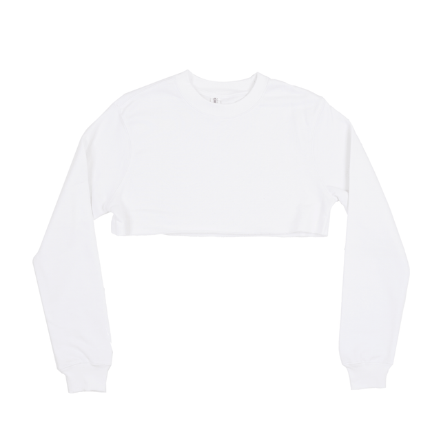 3636 Women's Fleece Crewneck Cropped Sweatshirt white