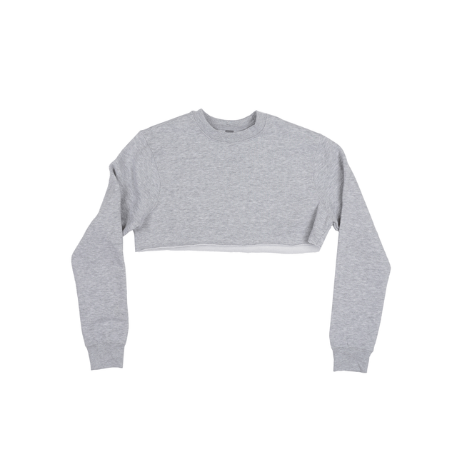 3636 Women's Fleece Perfect Crewneck Cropped Sweatshirt grey