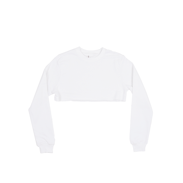 3636 Women's Fleece Perfect Crewneck Cropped Sweatshirt white