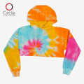 3715 Women's Fleece Perfect Pullover Cropped Hoodie 2 Yellow Spiral