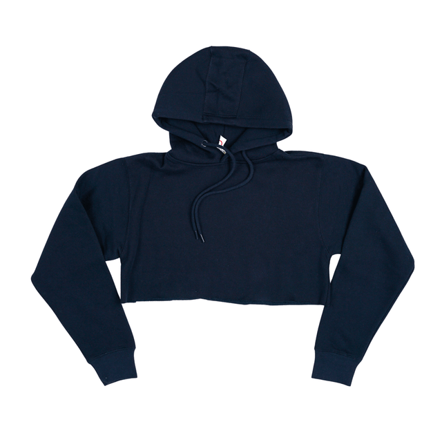 3715 Women's Fleece Perfect Pullover Cropped Hoodie 2 navy