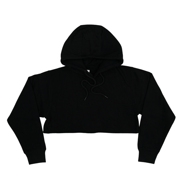3715 Women's Fleece Perfect Pullover Cropped Hoodie black