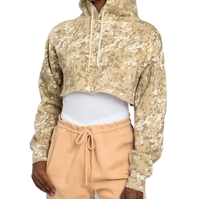 3715 Women's Fleece Perfect Pullover Cropped Hoodie cam