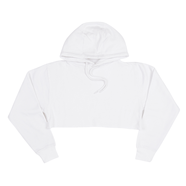 3715 Women's Fleece Perfect Pullover Cropped Hoodie white
