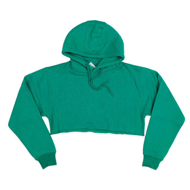 3715 Women's Fleece Pullover Cropped Hoodie 2 green
