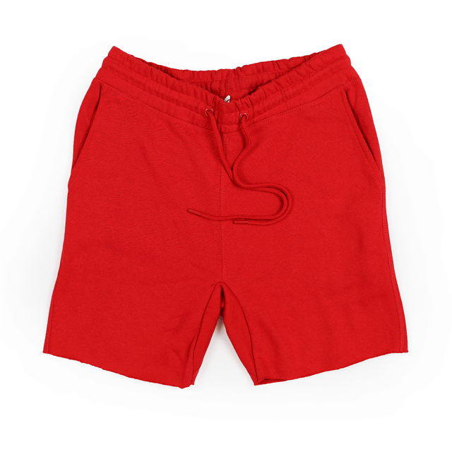8520 Unisex Classic Fleece Raw Edge Shorts red